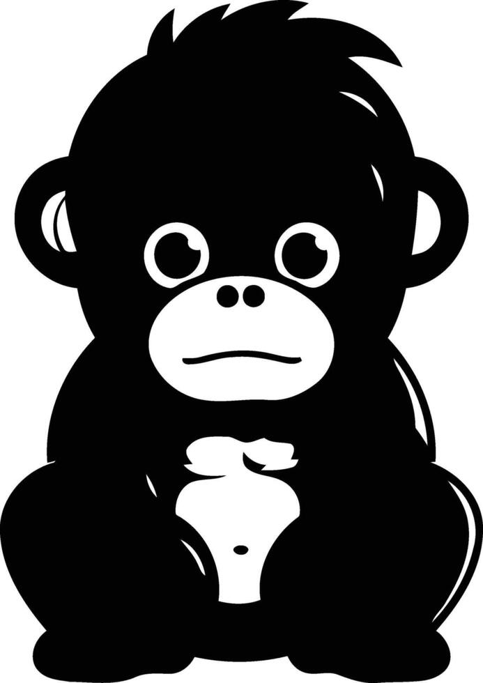 Gorilla Sitting Cartoon Mascot Character Illustration. vector