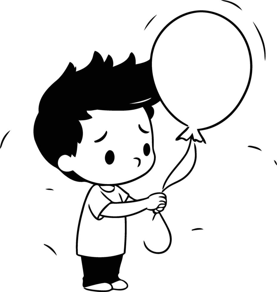 Boy with balloon of a boy in casual clothes. vector
