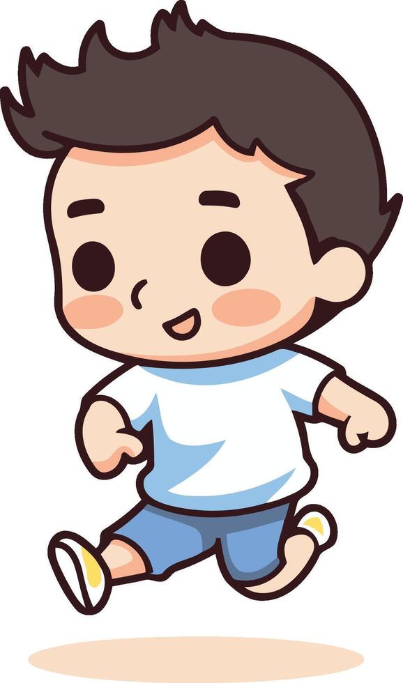Running Boy - Cute Cartoon Illustration vector