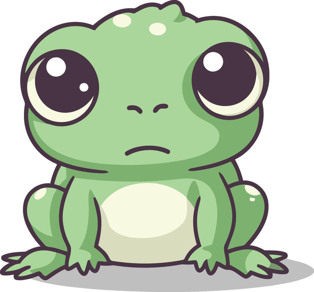 Frog character cartoon illustration. Cute green frog mascot. vector
