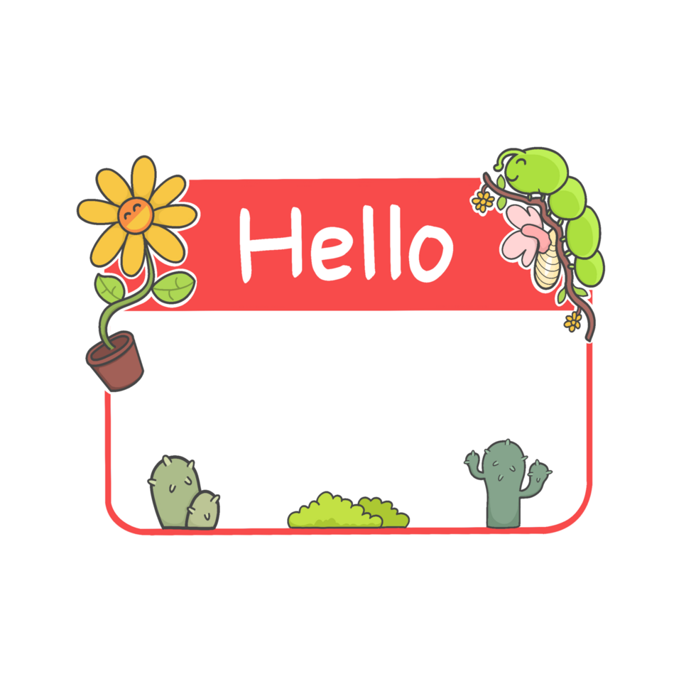 Hello Name Tag Sticker Illustration png
