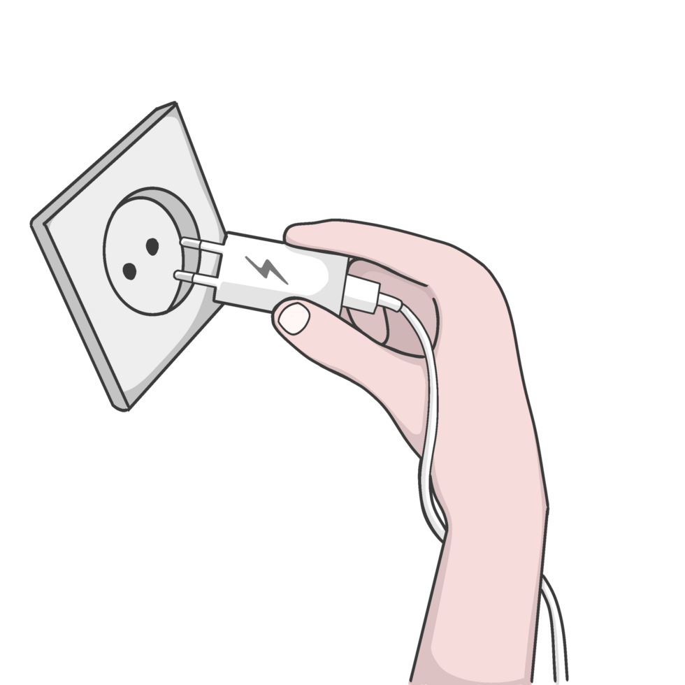 Plug Charger Phone to Electricity Sticker Illustration png