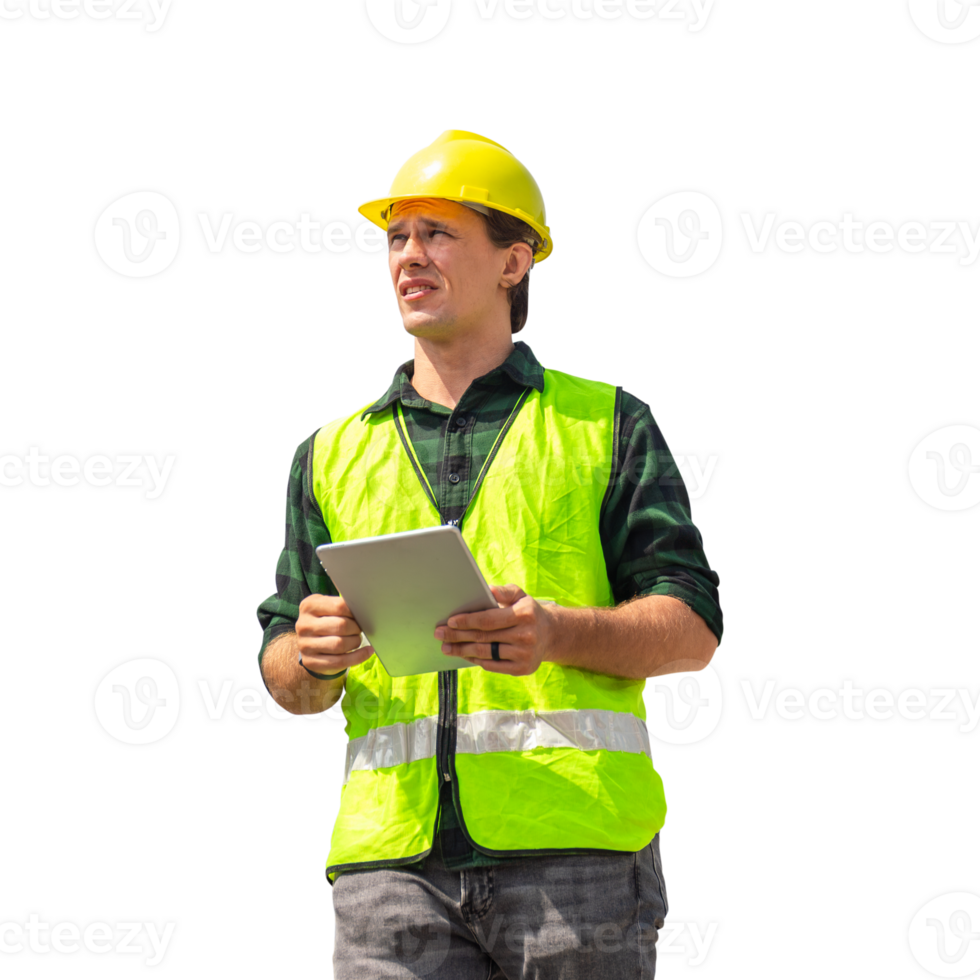 Engineer man in hardhats with tablet png