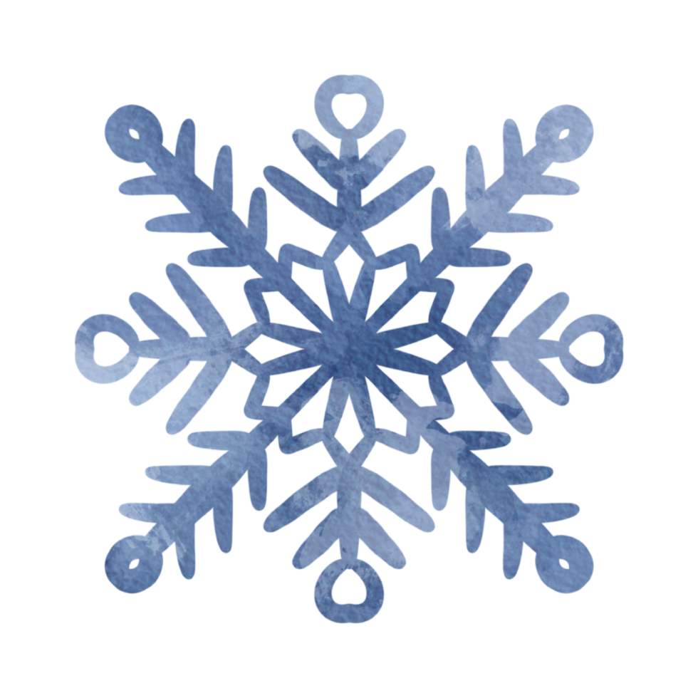 isolated watercolor winter set of blue snowflake png
