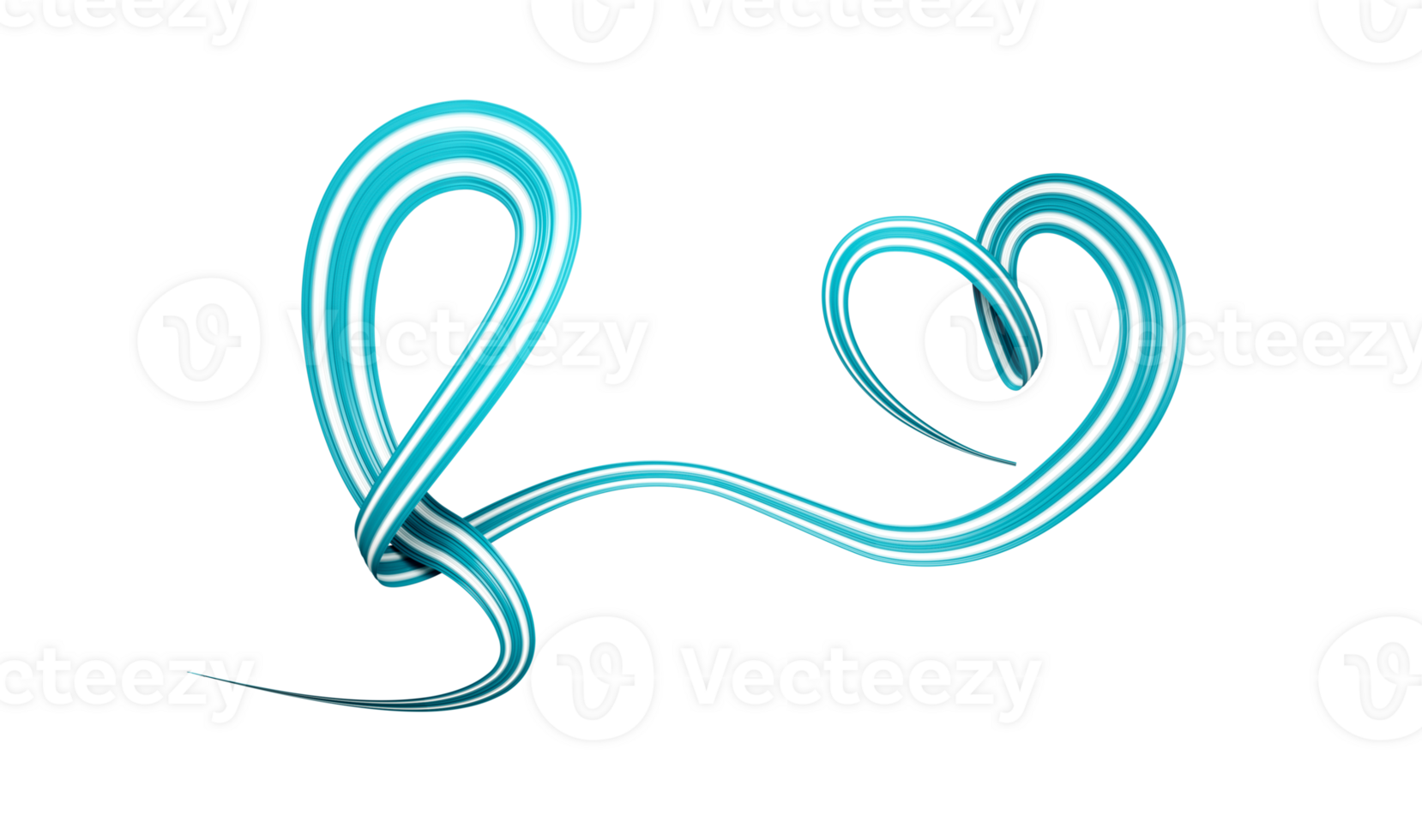 Cervical Cancer Awareness Realistic Teal and White Ribbon. January is Cancer Awareness Month. 3d illustration png