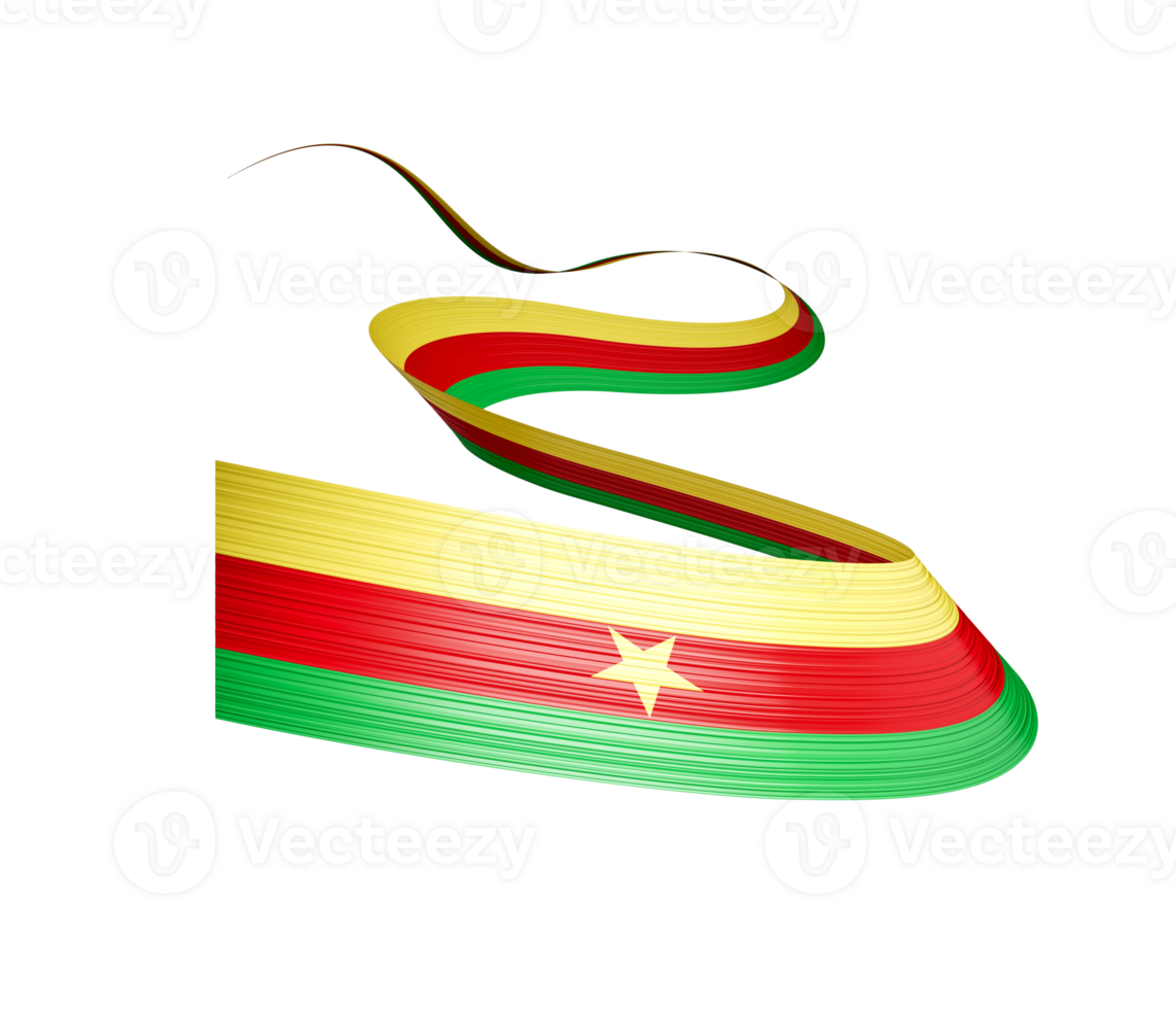 3d Flag Of Cameroon 3d Waving Ribbon Flag, 3d illustration png