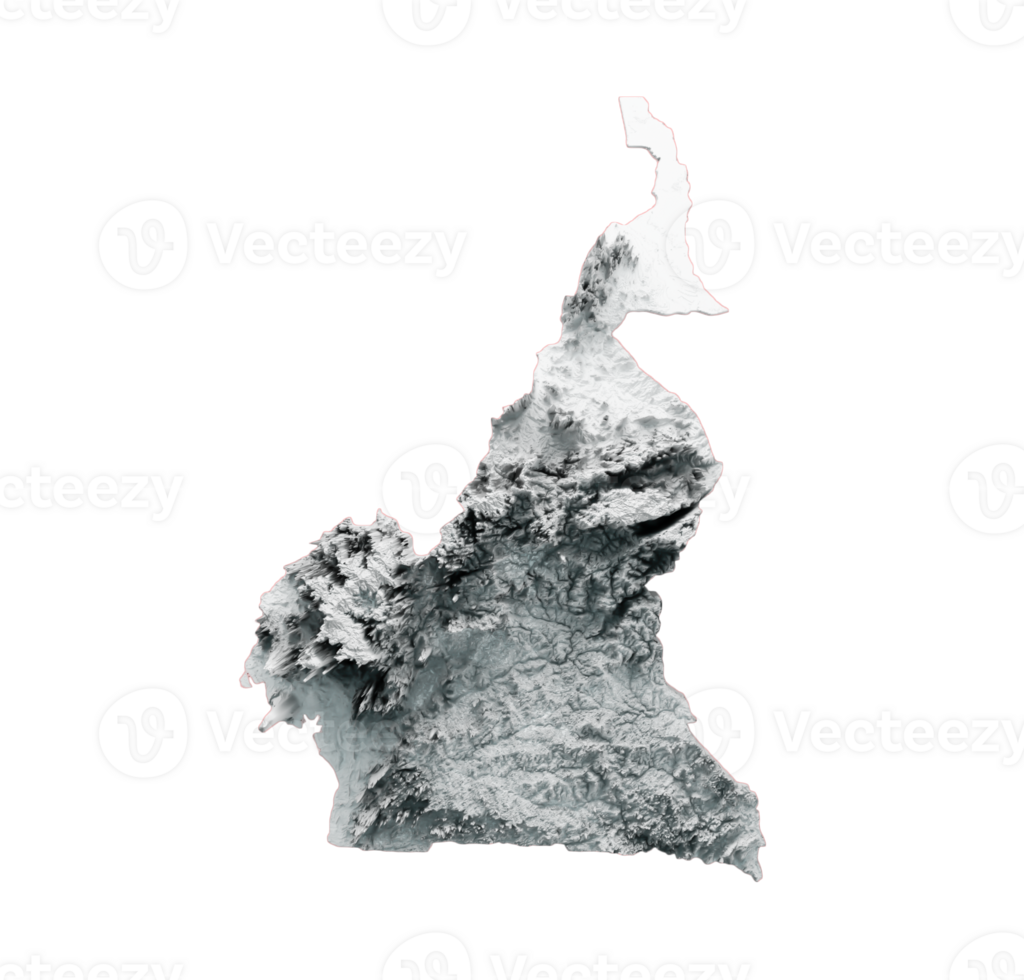 Cameroon Map Shaded relief map 3d illustration png