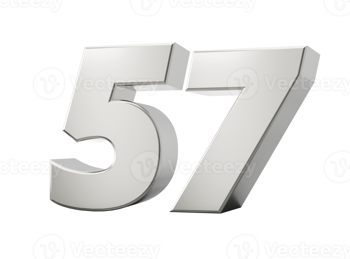 3d Shiny Silver Number 57 Fifty Seven 3d Silver Number, 3d illustration png