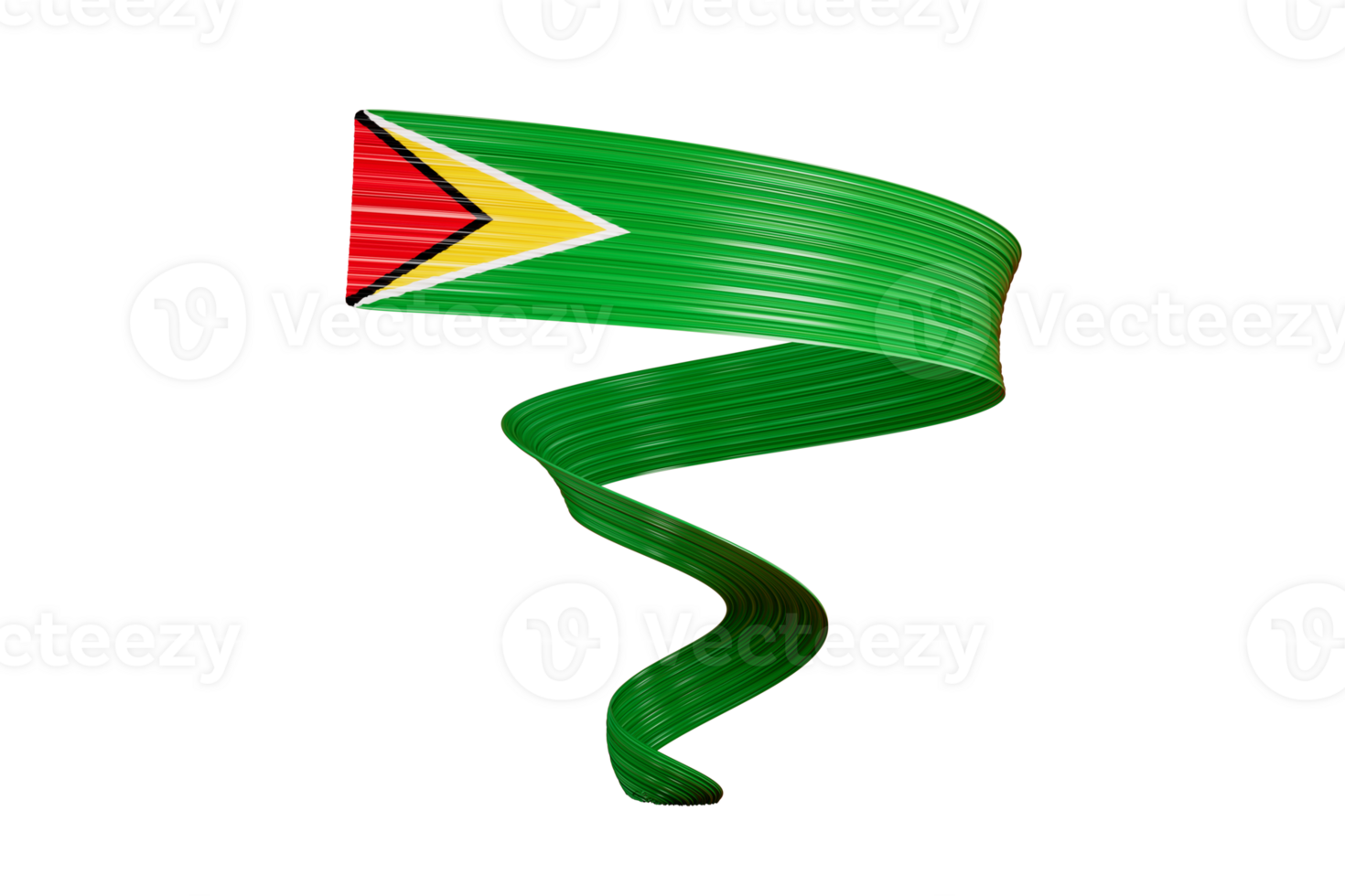 Guyana flag symbol national banner. Independence Day 3d Illustration banner with realistic Ribbon flag png