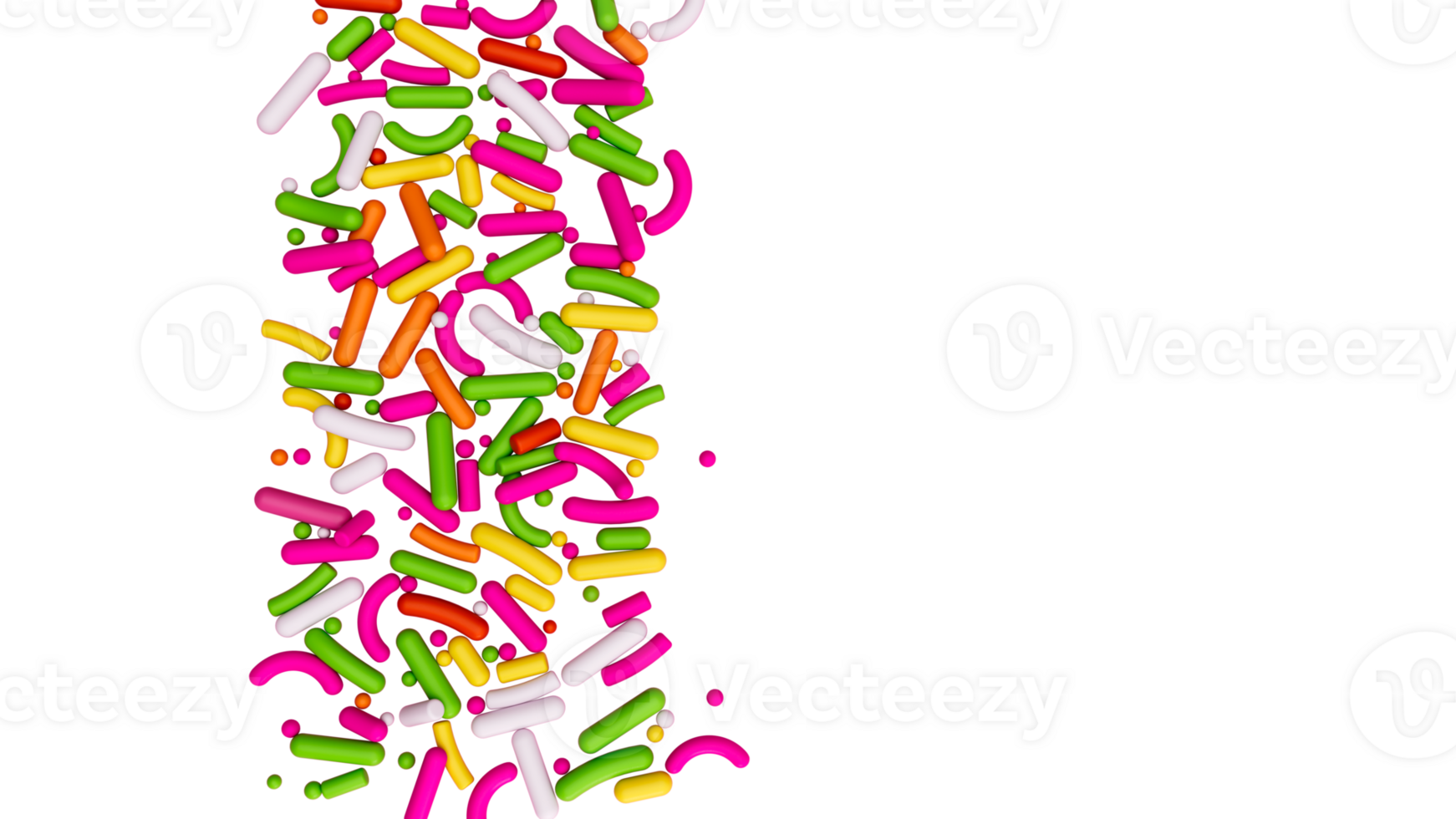 Colorful sprinkles, top view 3d illustration png