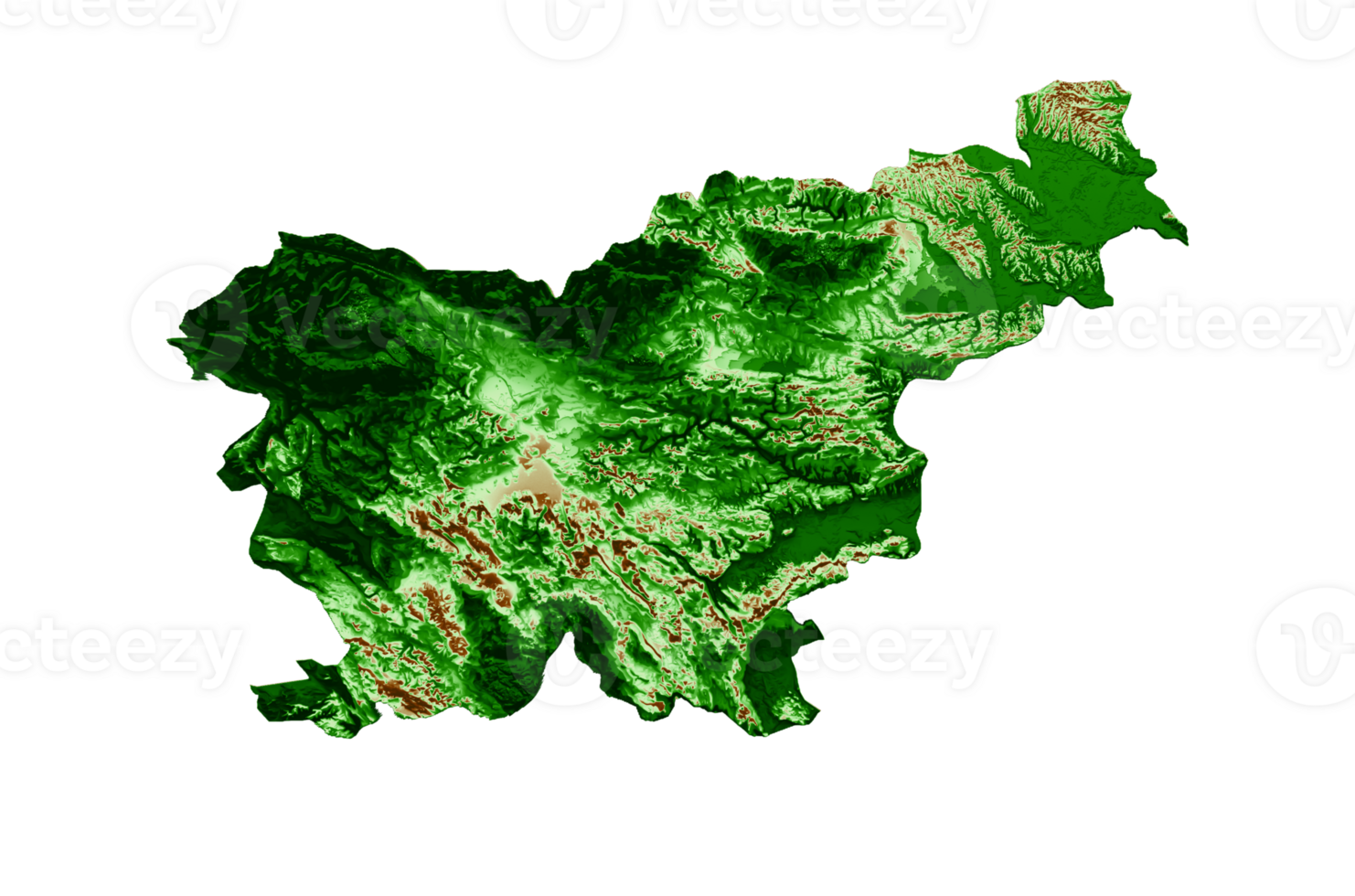 Slovenia Topographic Map 3d realistic map Color 3d illustration png