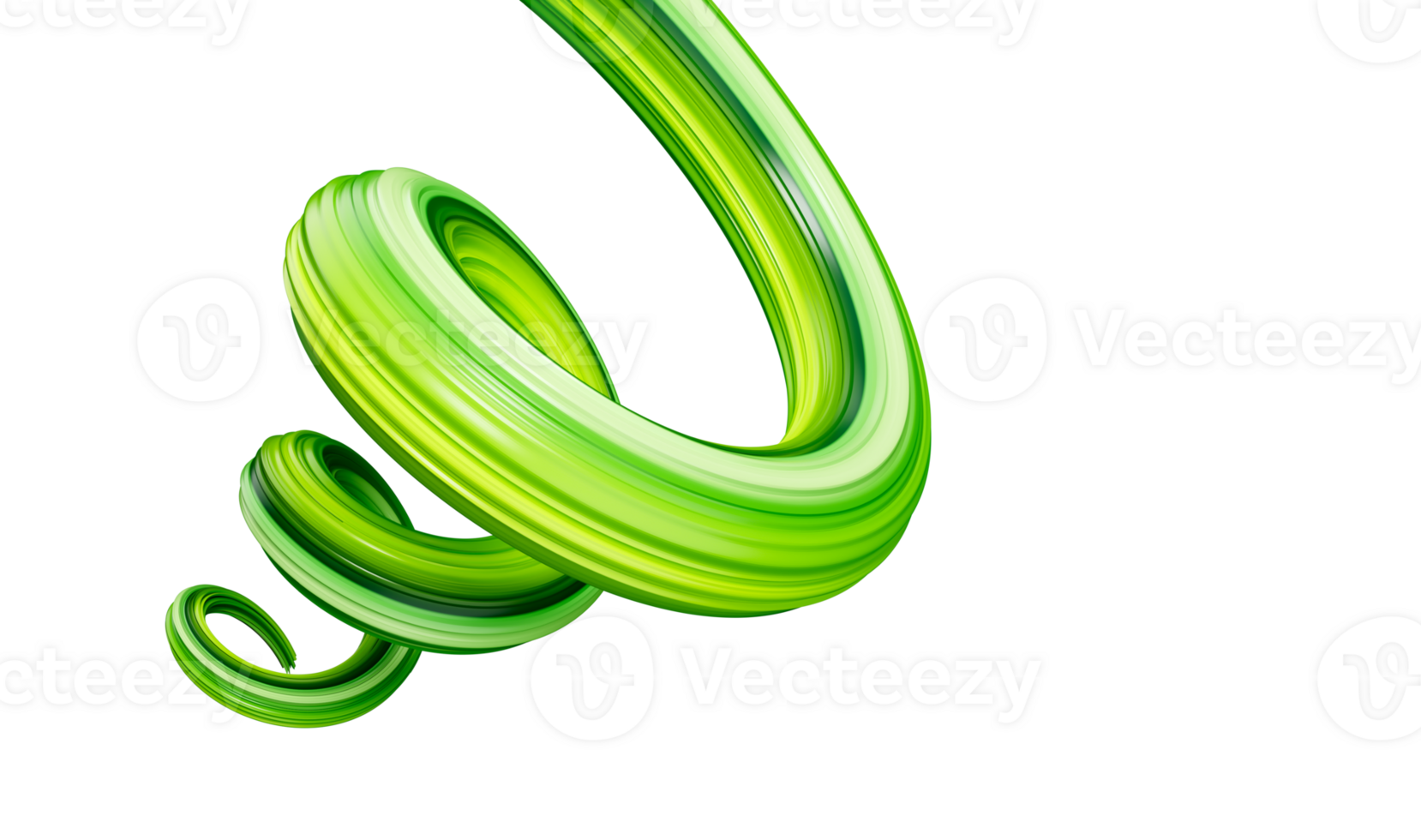 Abstract Green Color brush stroke, paint splash, splatter, colorful curl, artistic spiral, vivid ribbon 3d illustration png