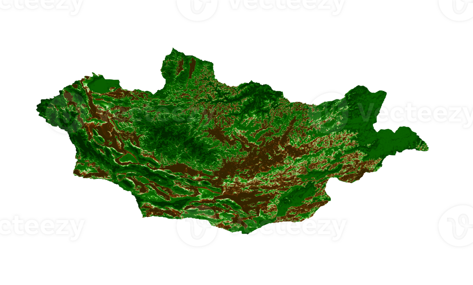 Mongolia Topographic Map 3d realistic map Color 3d illustration png