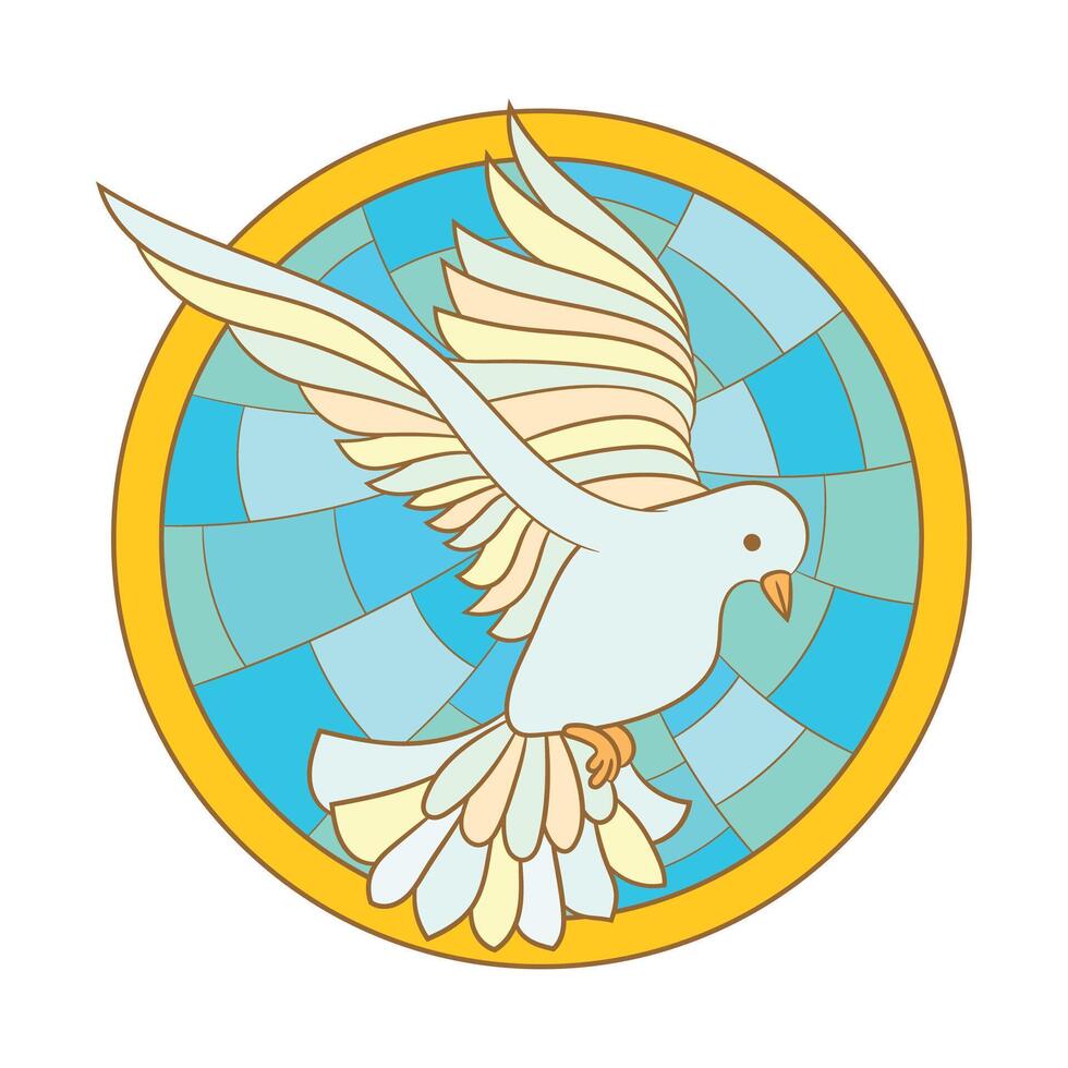 Holy Spirit symbol dove with halo and rays of light symbols of the gifts of the Holy Spirit. vector