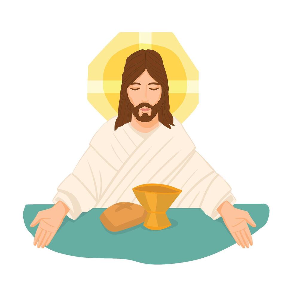 Drawing of Jesus Christ at the Last Supper vector