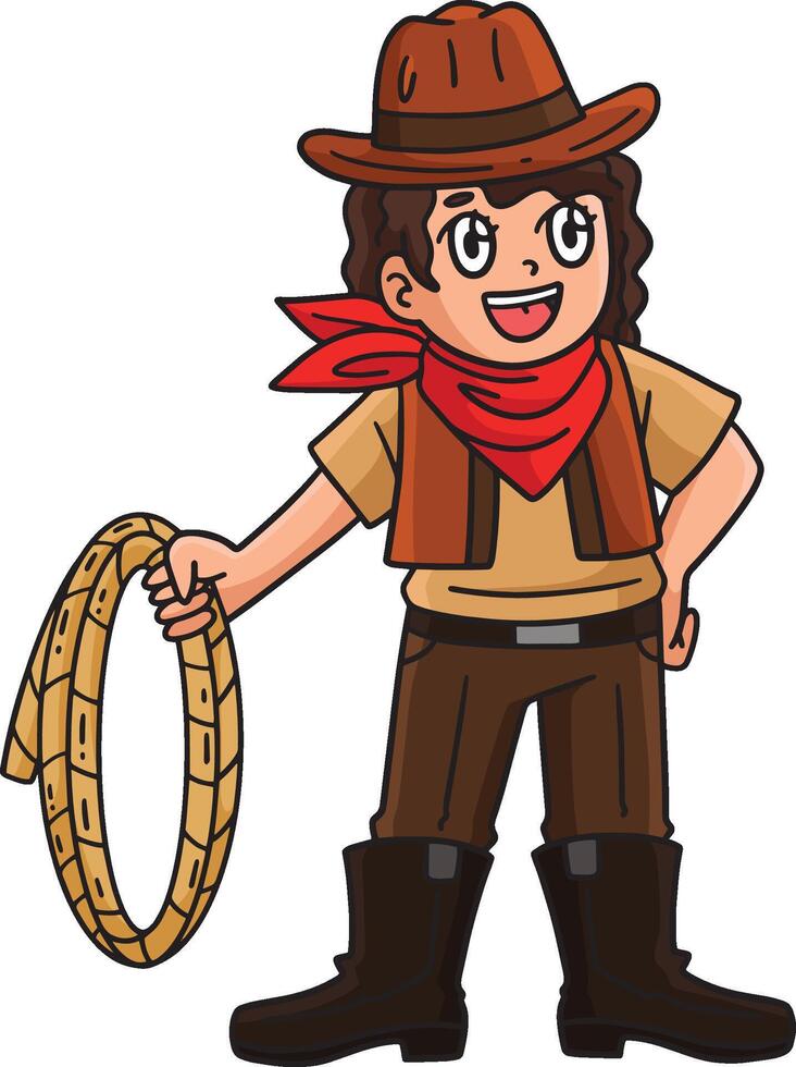 Circus Cowgirl Holding Whip Cartoon Clipart vector