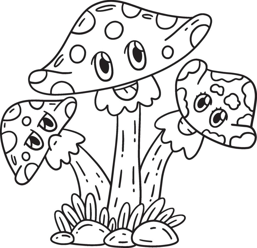 Mushroom Siblings Isolated Coloring Page for Kids vector