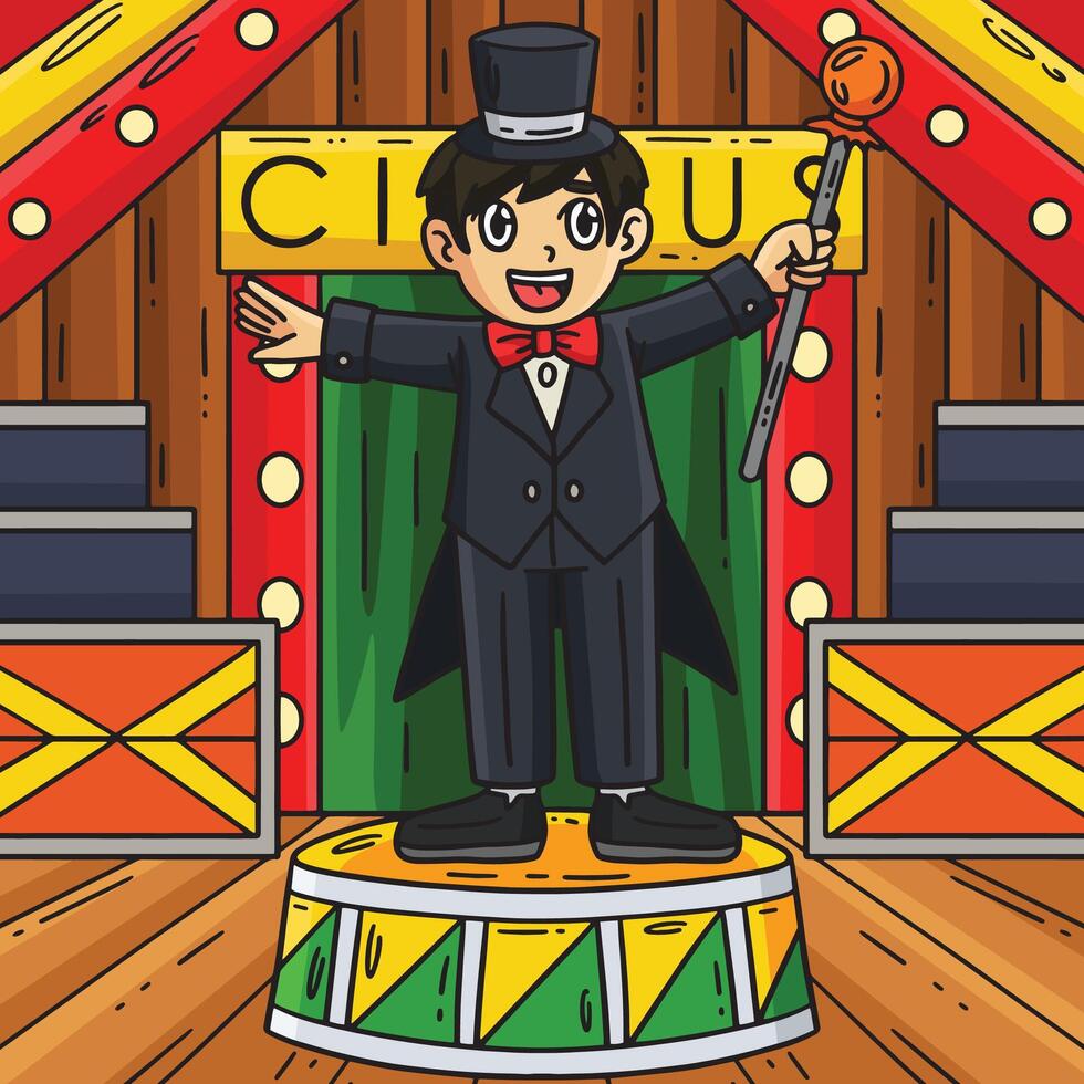 Circus Master Colored Colored Cartoon Illustration vector