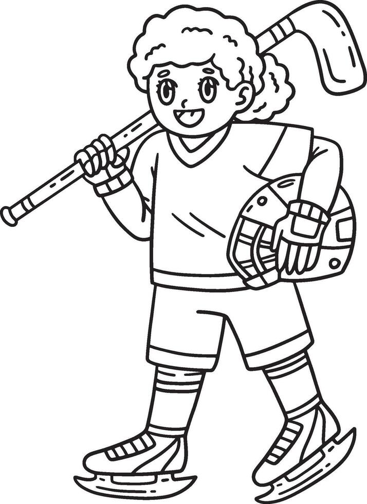 Ice Hockey Female Player Holding Helmet Isolated vector