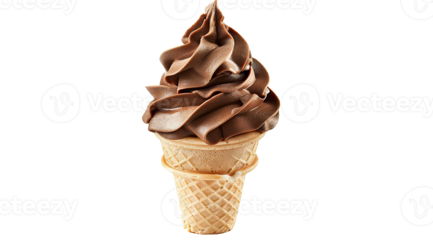 Chocolate Ice Cream Cone Illuminated in Studio Light on the transparent background, Format png