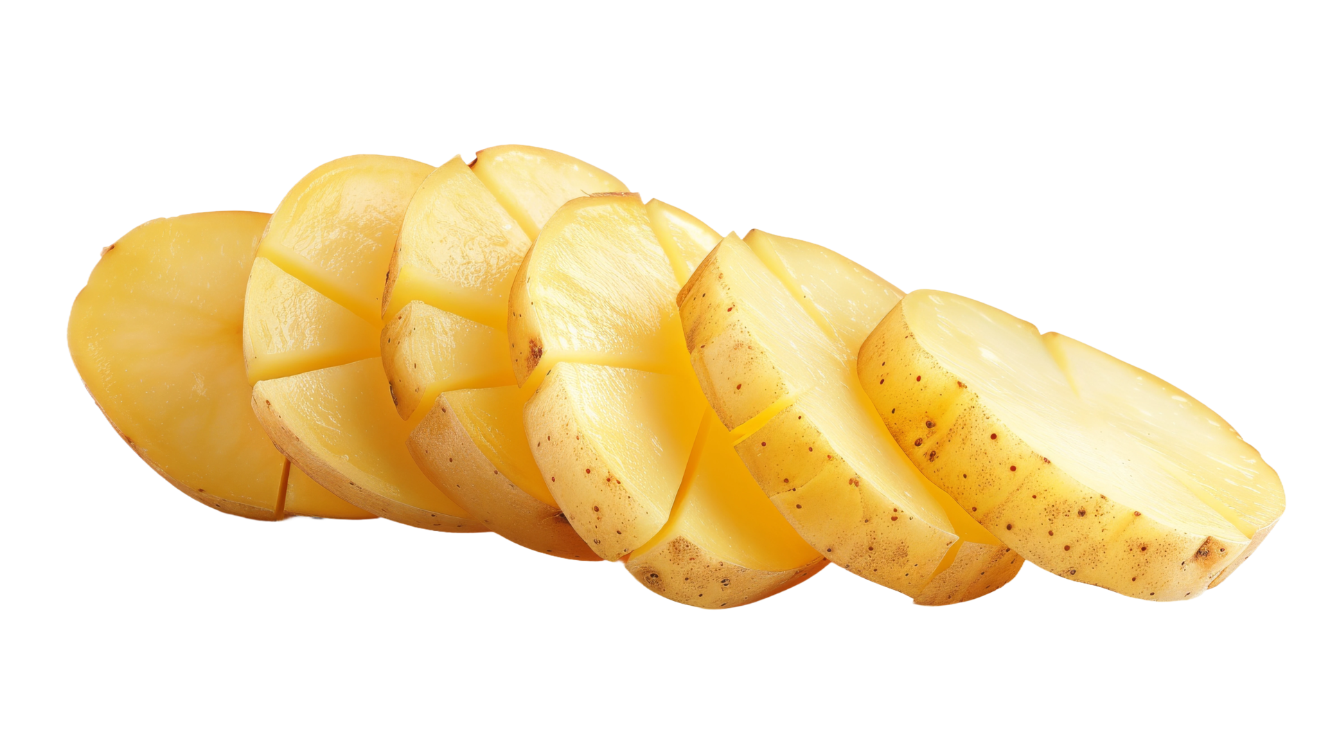Freshly Cut Potato Slices on the transparent background, Format