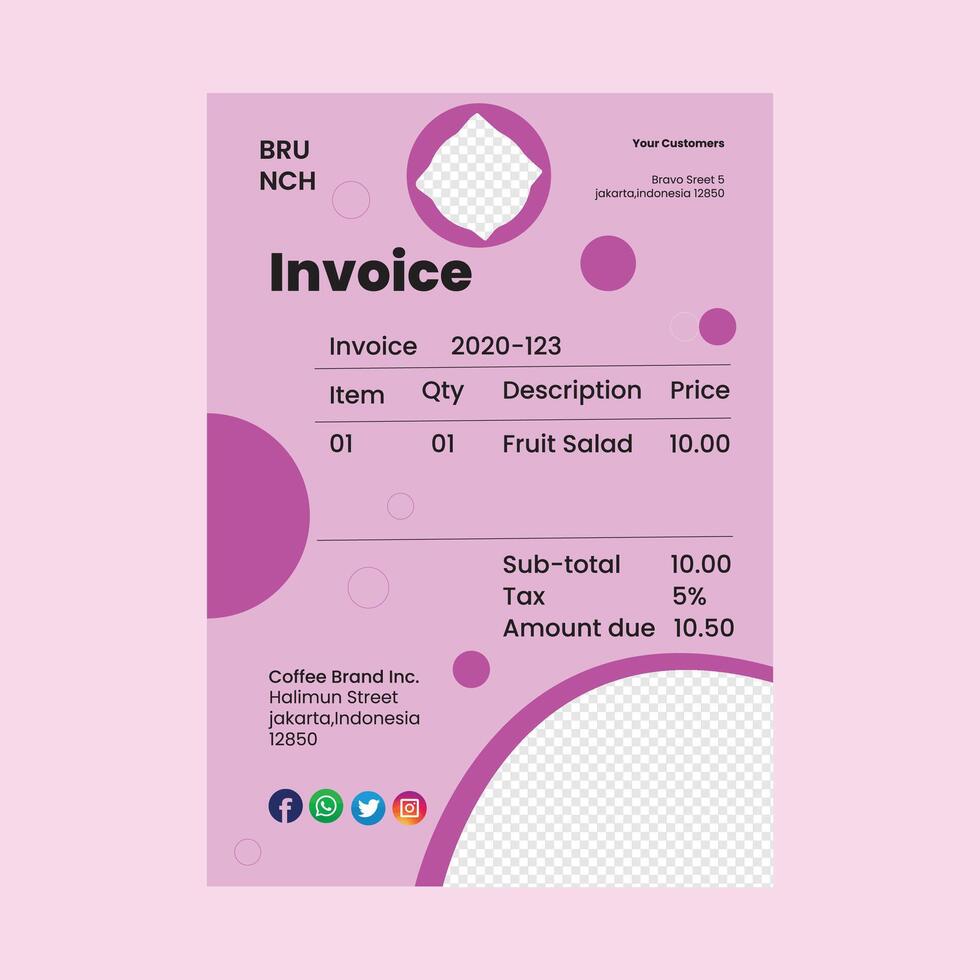 Delicious food restaurant invoice template vector