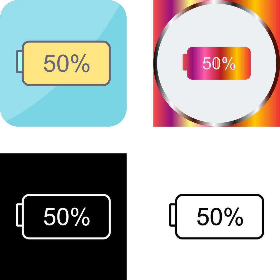 Unique Half Battery Icon Design vector