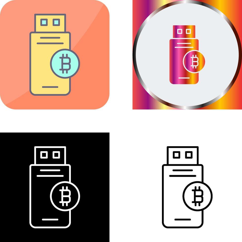 Bitcoin Usb Device Icon Design vector