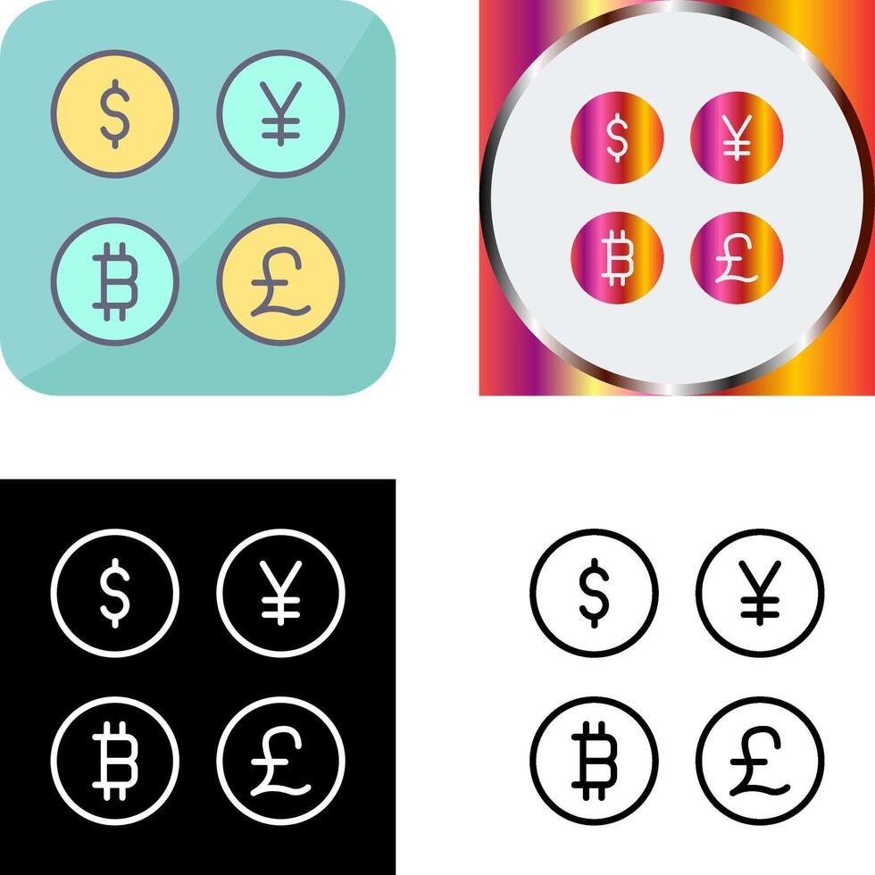 Currency Symbols Icon Design vector