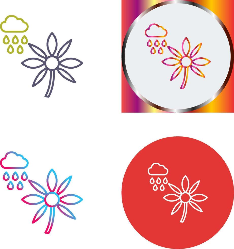 Flower with rain Icon Design vector