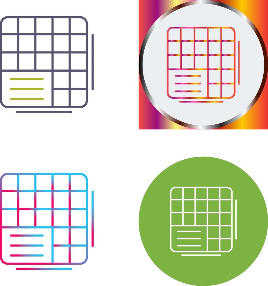 Table Data Icon Design vector