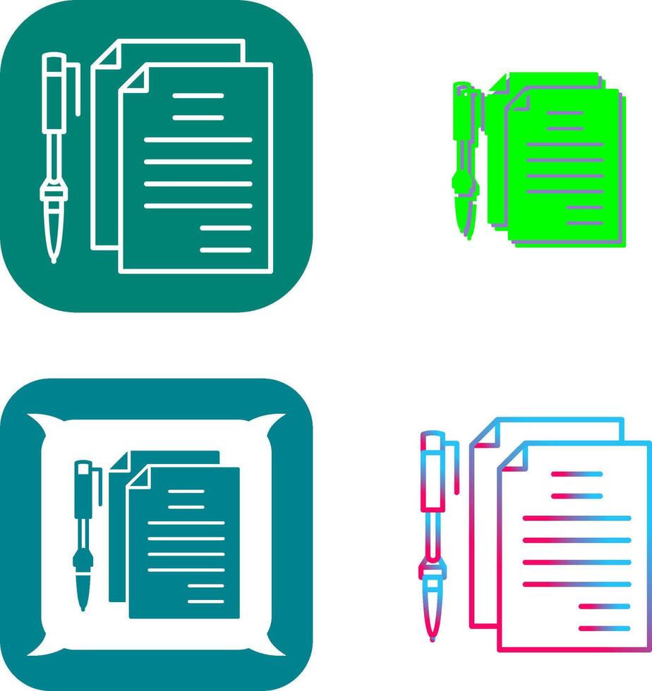 Unique Documents and Pen Icon Design vector