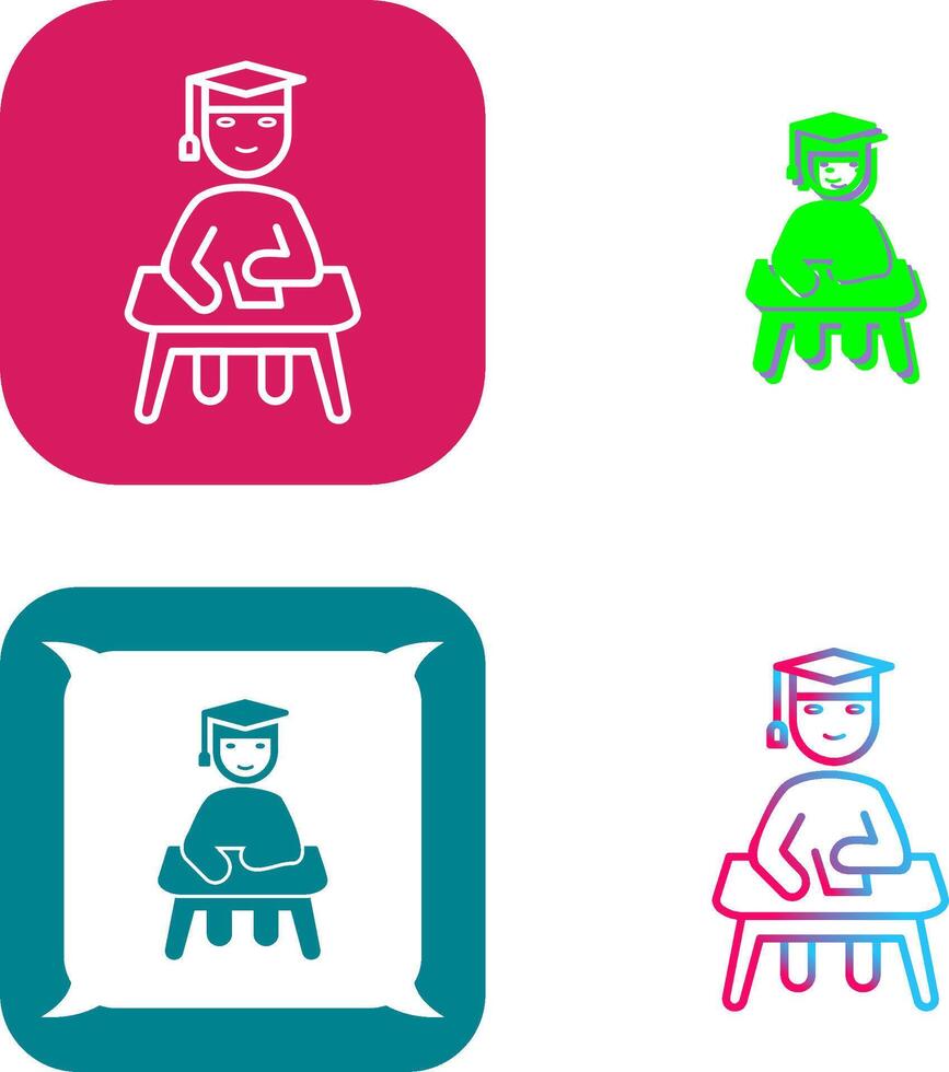 Unique Studying on Desk Icon Design vector