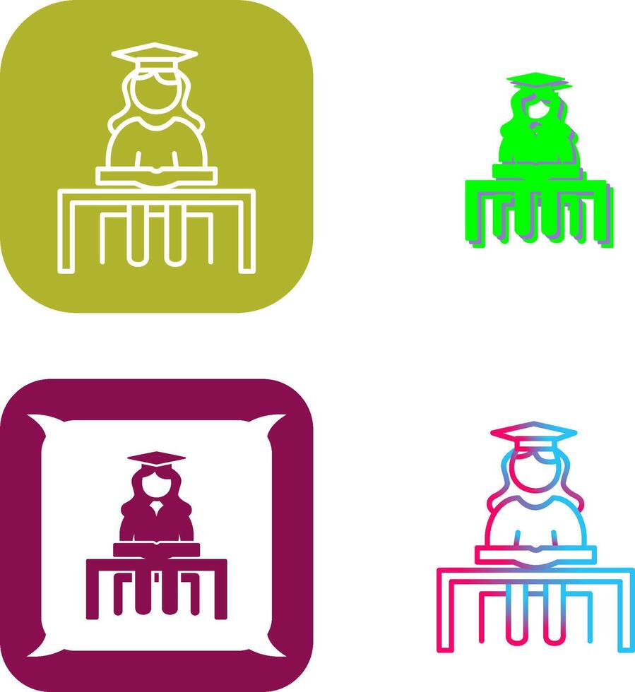 Unique Female Student Studying Icon Design vector
