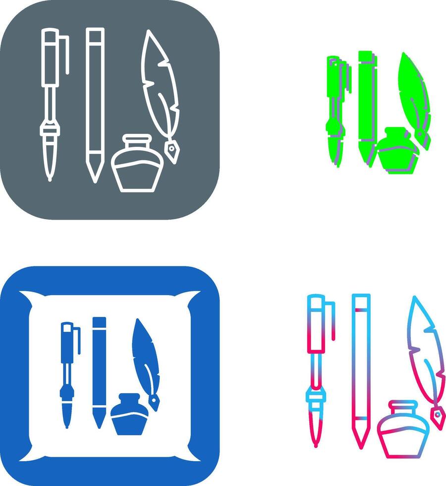 Unique Writing Equipment Icon Design vector