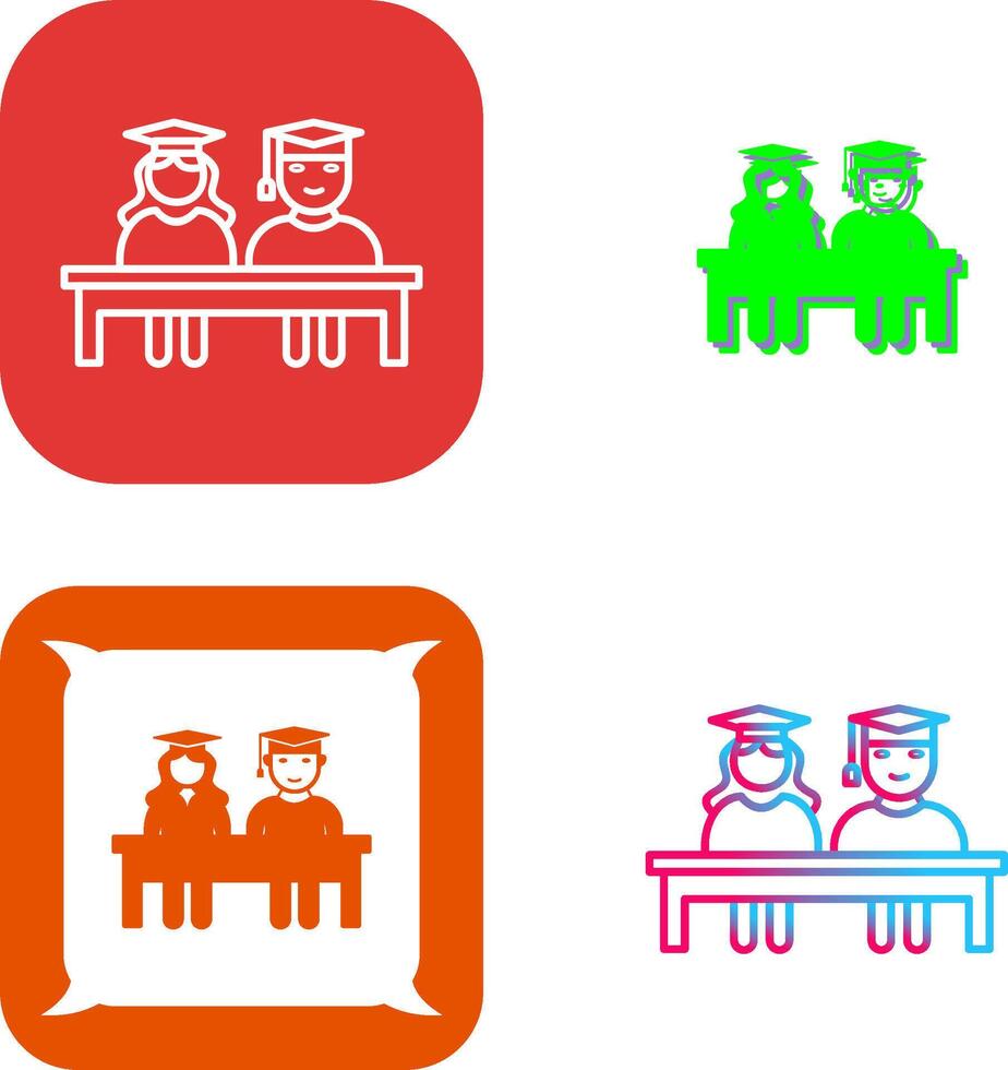 Unique Students Sitting Icon Design vector