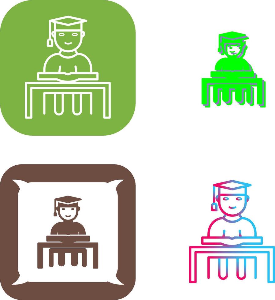 Unique Studying on Desk Icon Design vector