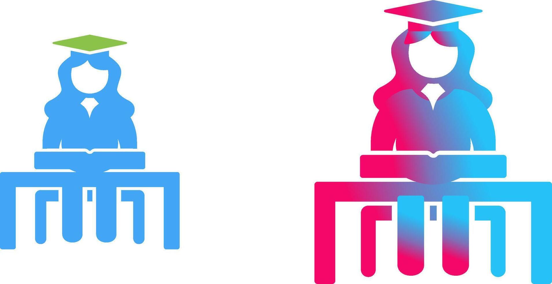Unique Female Student Studying Icon Design vector