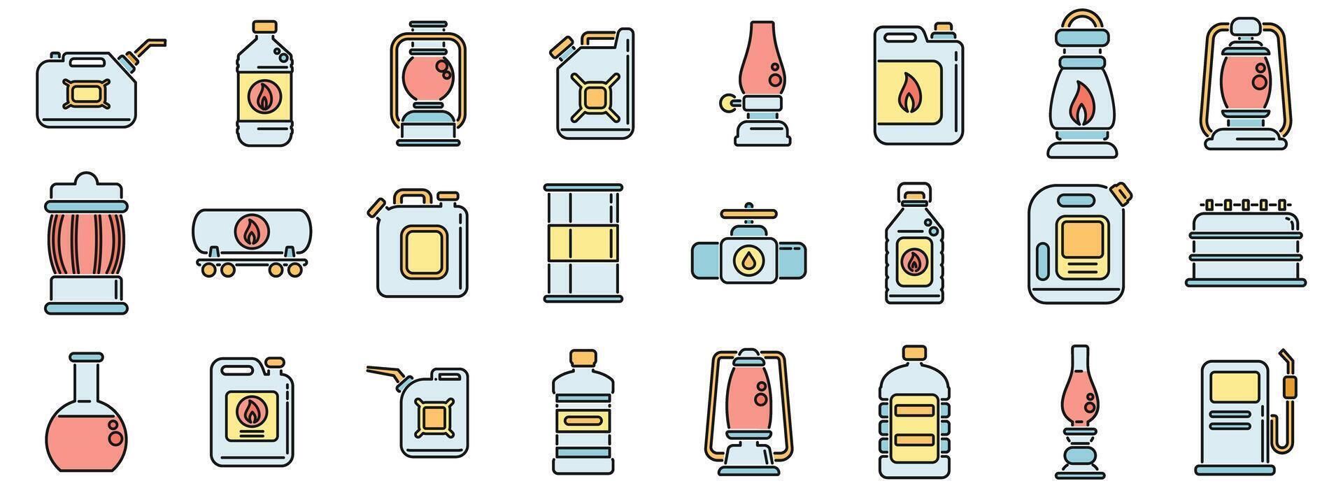 Kerosene icons set color line vector