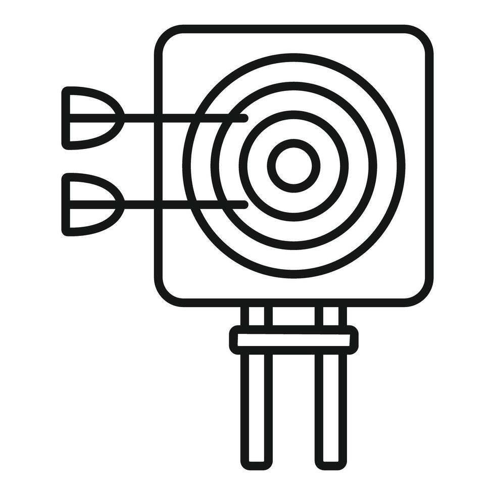 Line art archery target with arrows vector