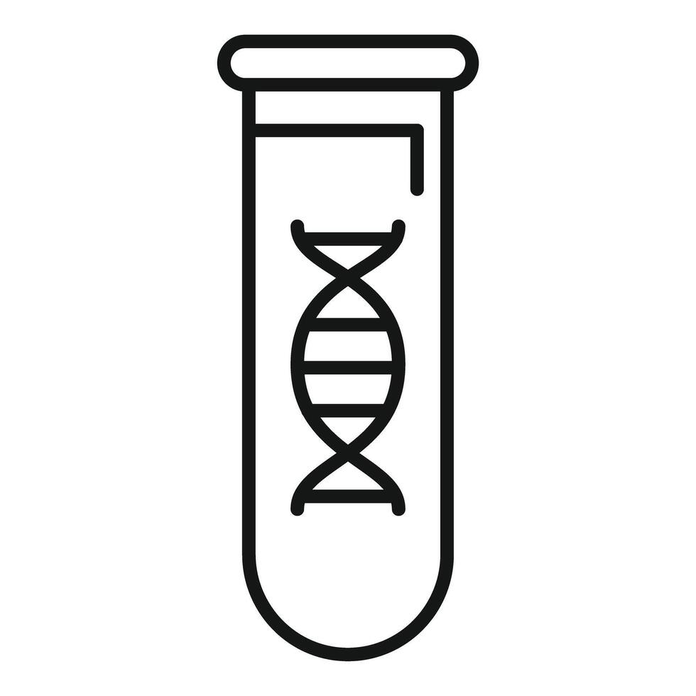 Dna helix in test tube line icon vector