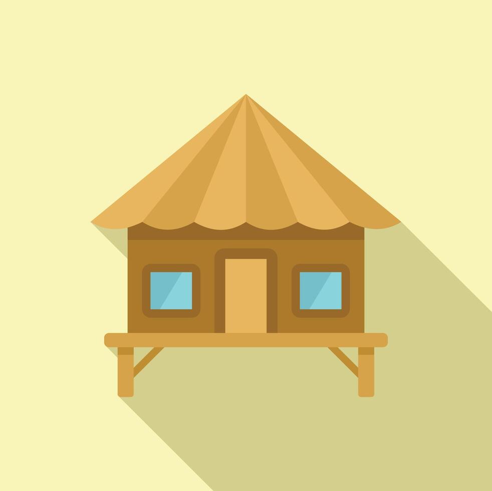 Flat design icon of a luxury camping tent on a pastel background vector