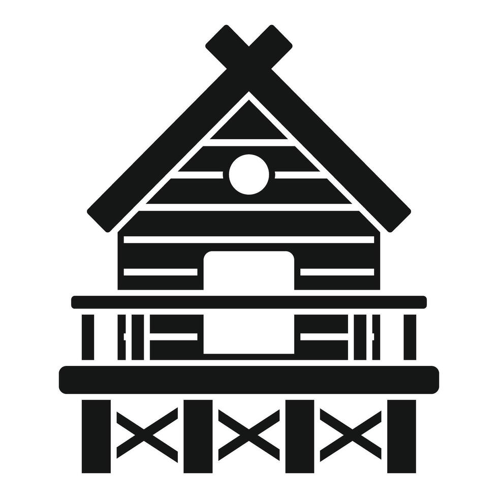 Black and white illustration of a rustic cabin with front porch vector