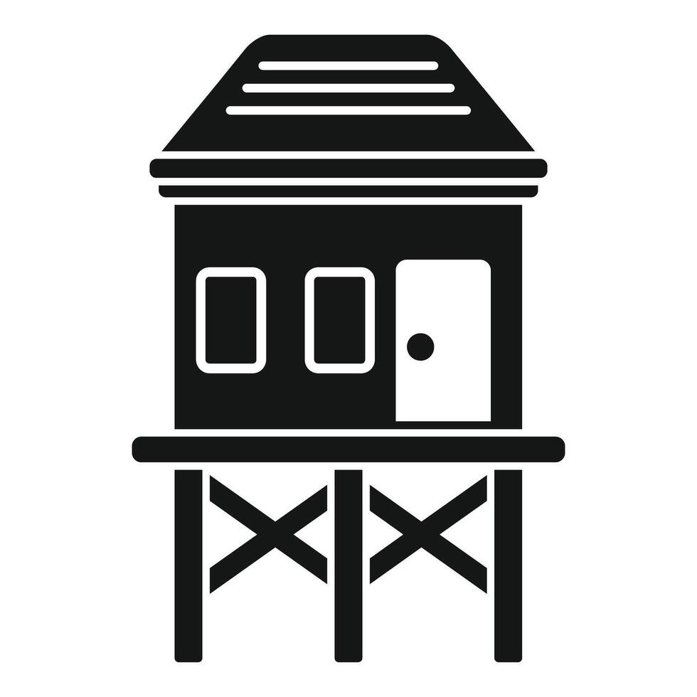 Graphic icon of a coastal stilt house, used for beach property concepts vector