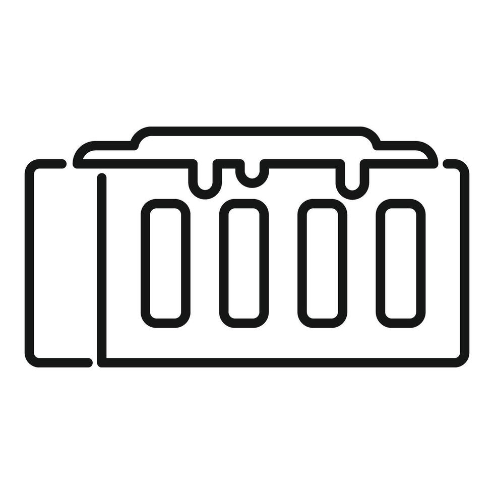 Simple line art drawing of a battery icon with low charge indication vector