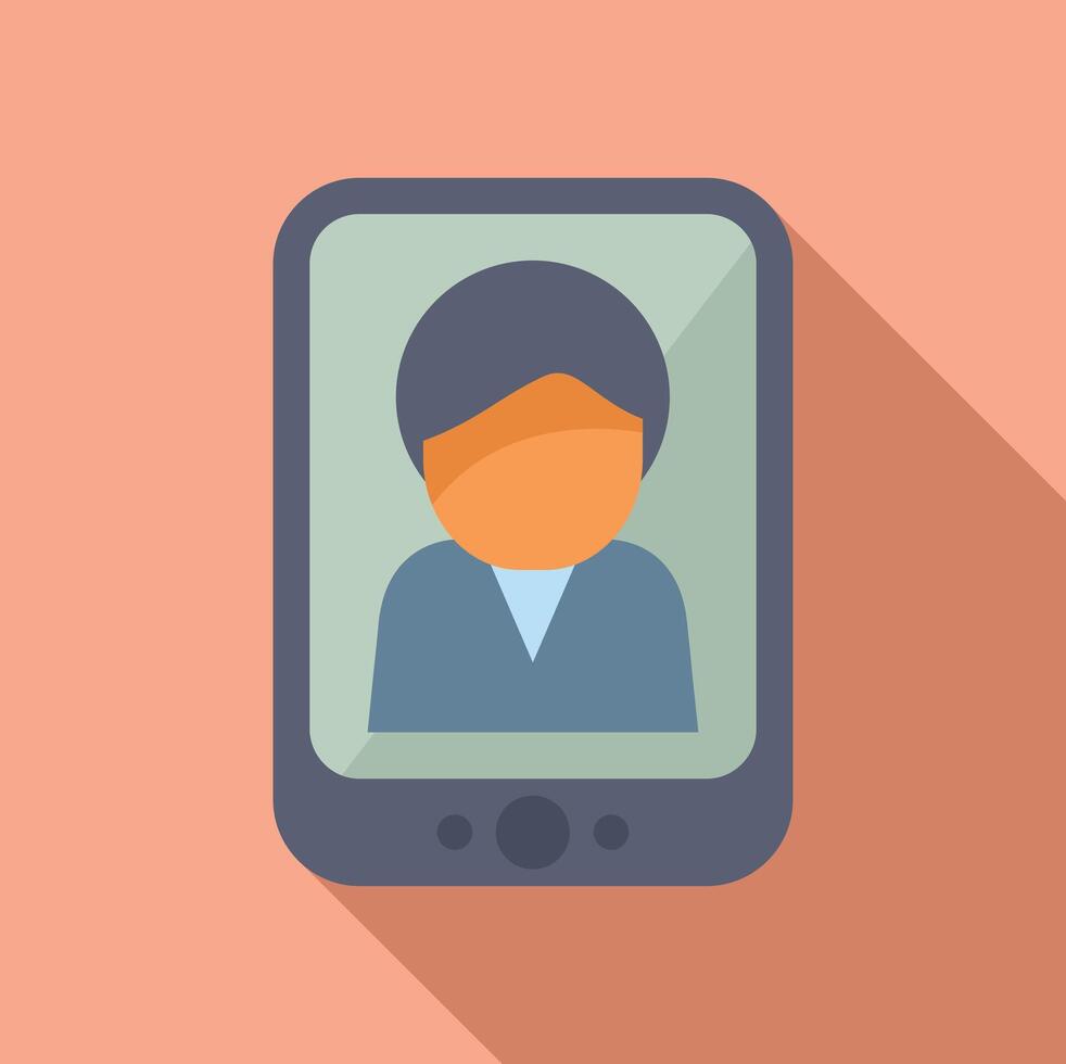 Smartphone contact icon with face mask illustration vector