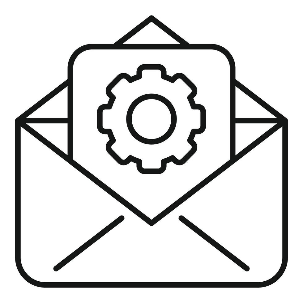 Envelope with gear icon line art vector