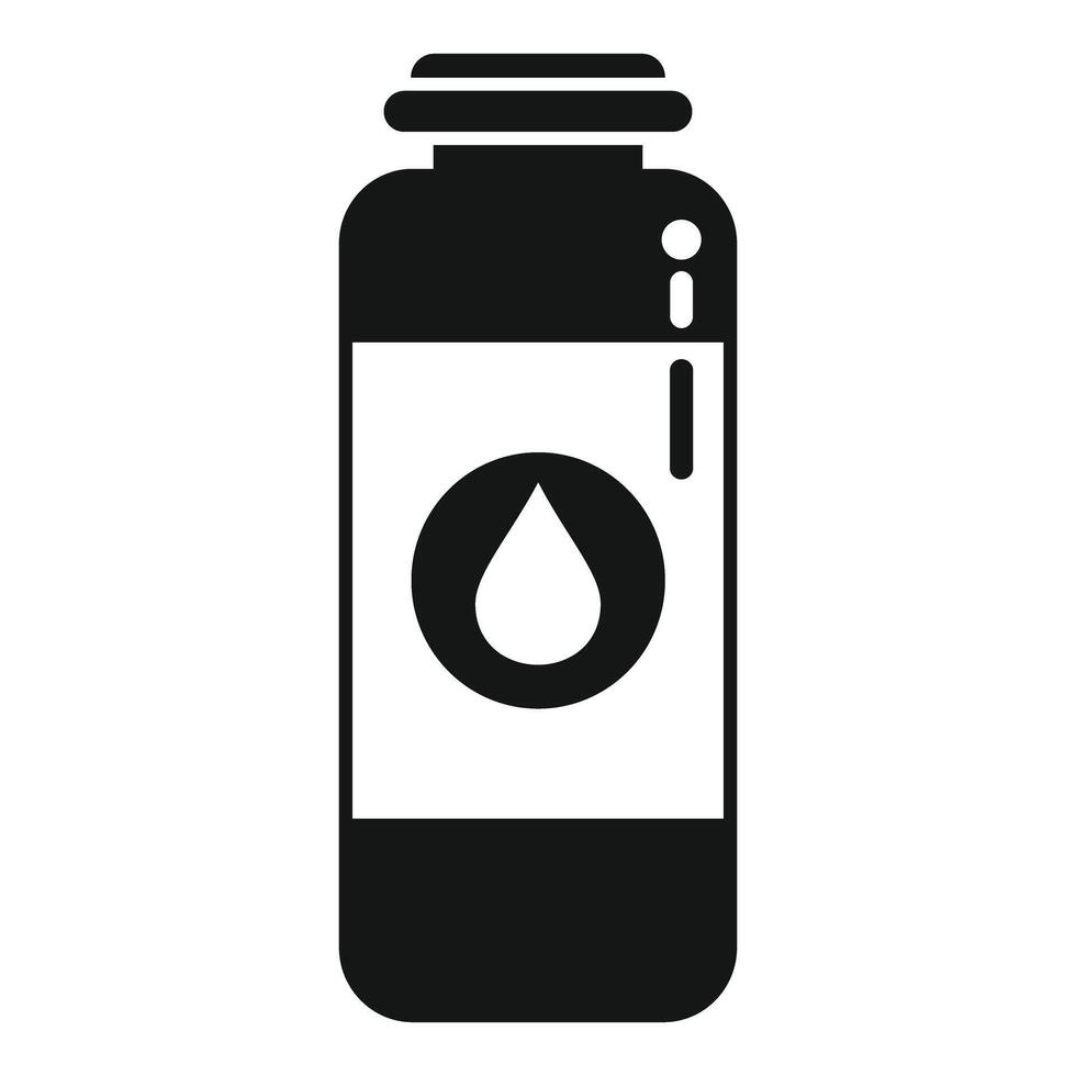 Black and white illustration of a water bottle icon with a drop symbol vector