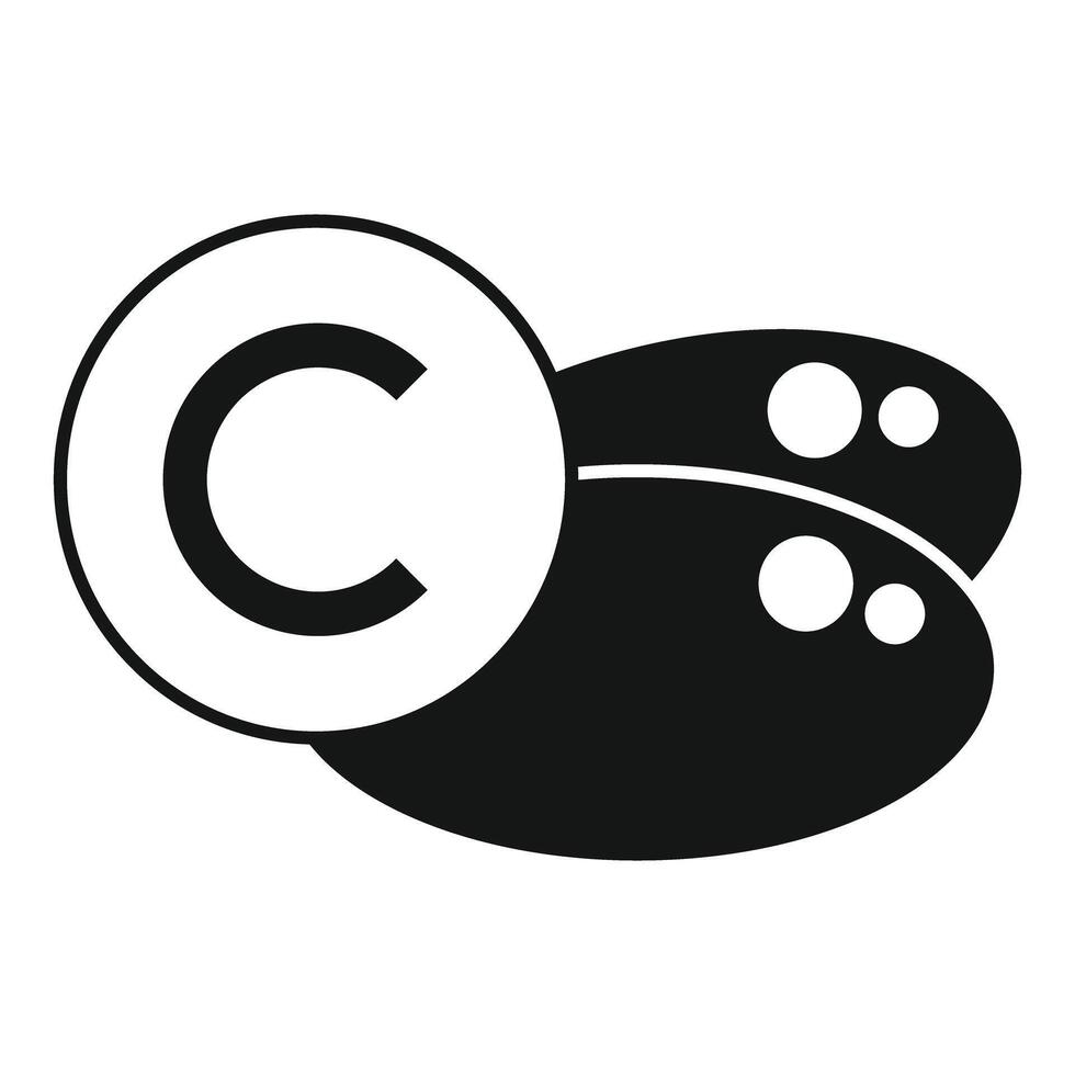 Black and white copyright sign and paw print graphic vector