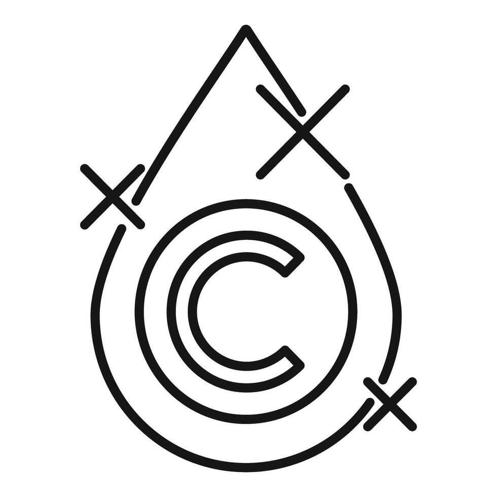 Copyright symbol inside water drop line icon vector